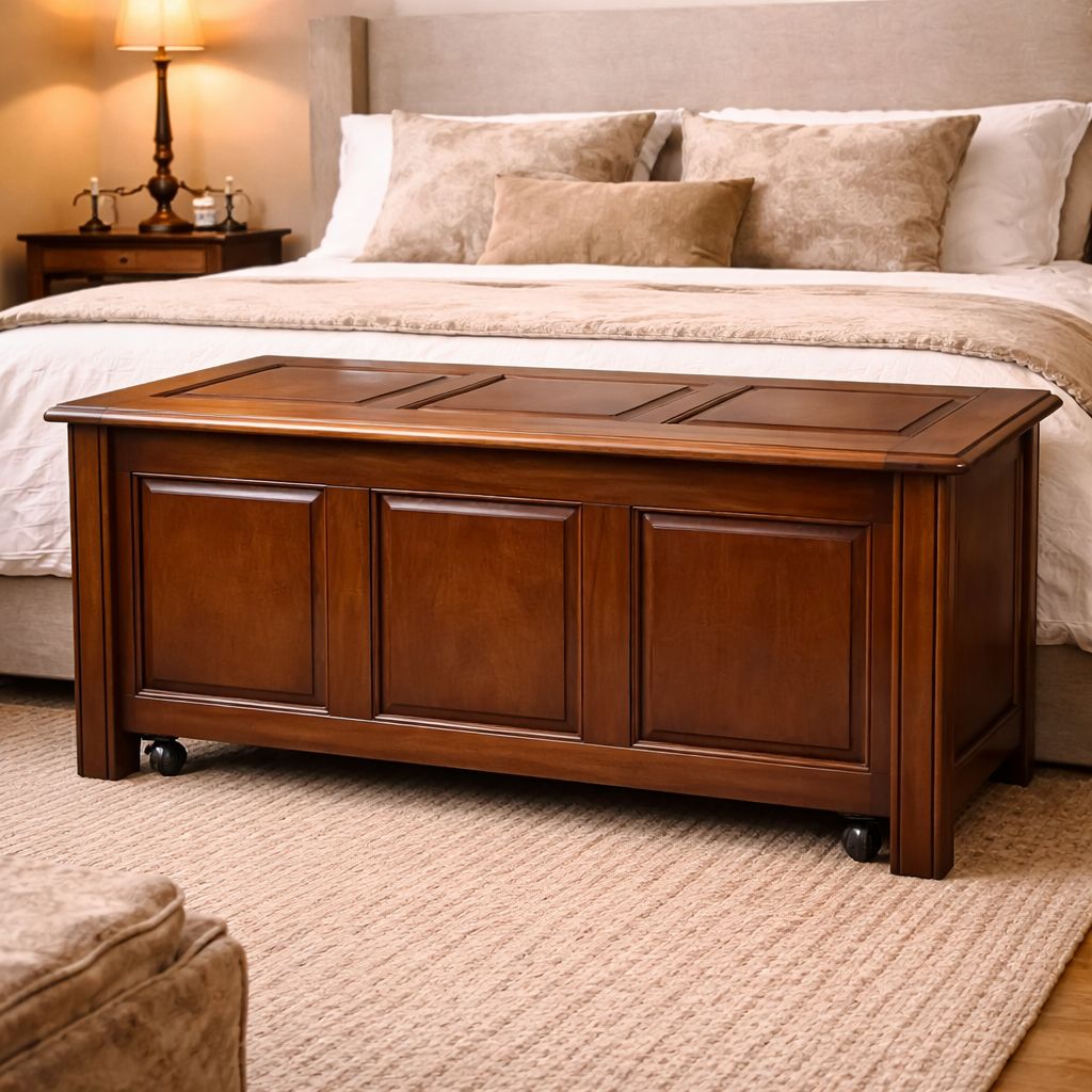 Bedroom Storage Chest - Solid Wood Panel Design