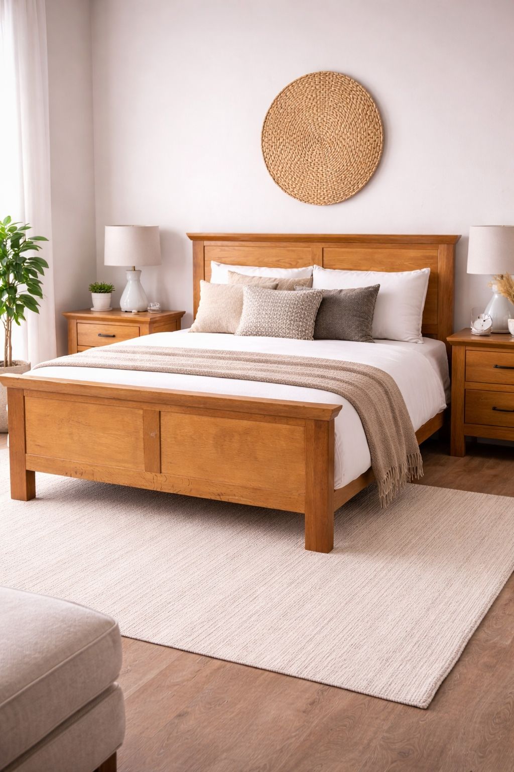 Solid Oak Bed Frame with Slatted Base