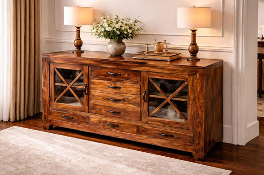 Windsor Solid Wood Console / Server – Rustic Two-Tone