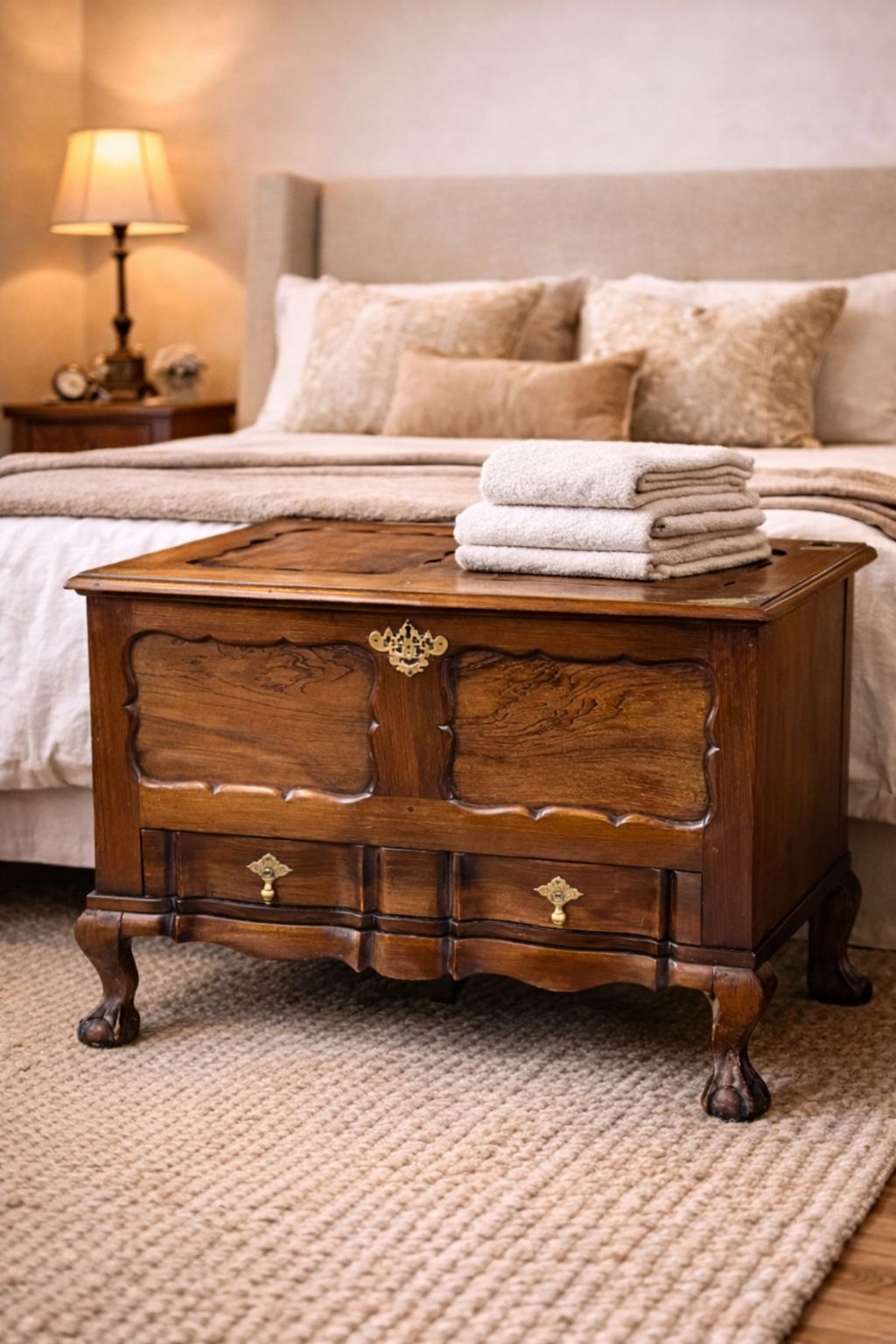 Heritage Solid Wood Storage Chest - Carved Panel Design