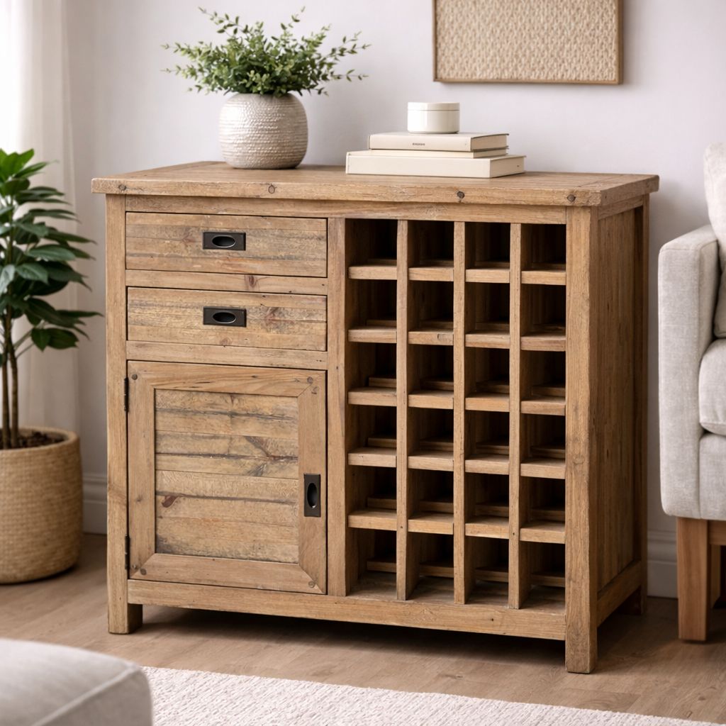 Rustic Solid Wood Wine Cabinet