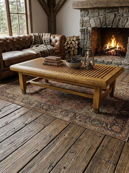 Aspen Rustic Solid Wood Coffee Table – Slatted Design