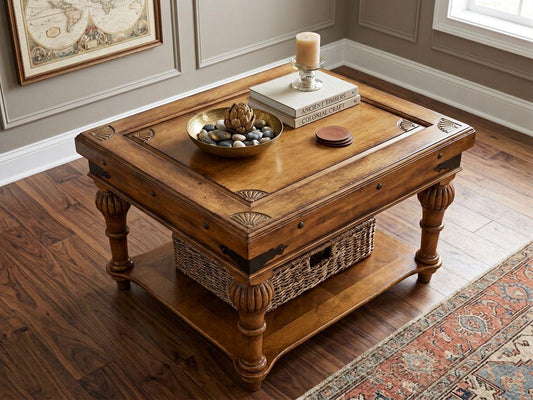 Heritage Manor Carved Wood Side Table