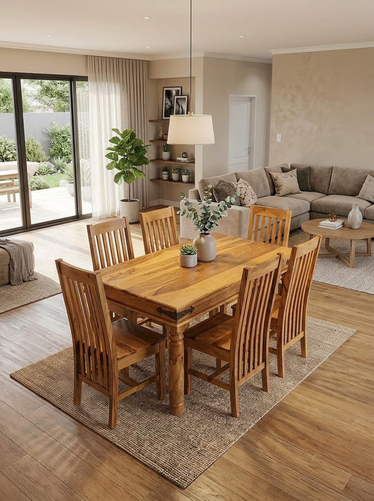 Classic Acacia Wood 6-Seater Dining Set