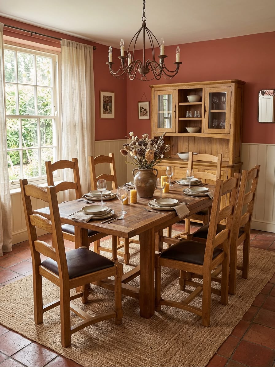 Rustic Oak Extendable Dining Set