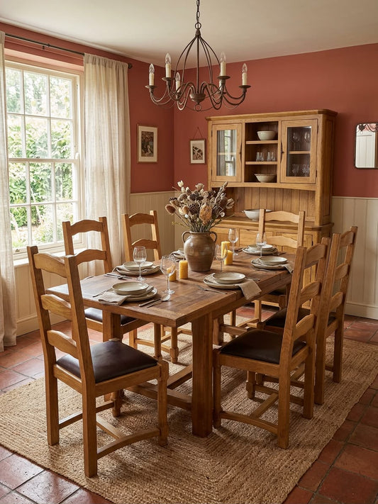 Rustic Oak Extendable Dining Set